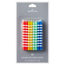 Hallmark Colorful Striped Birthday Candles 16 ea
