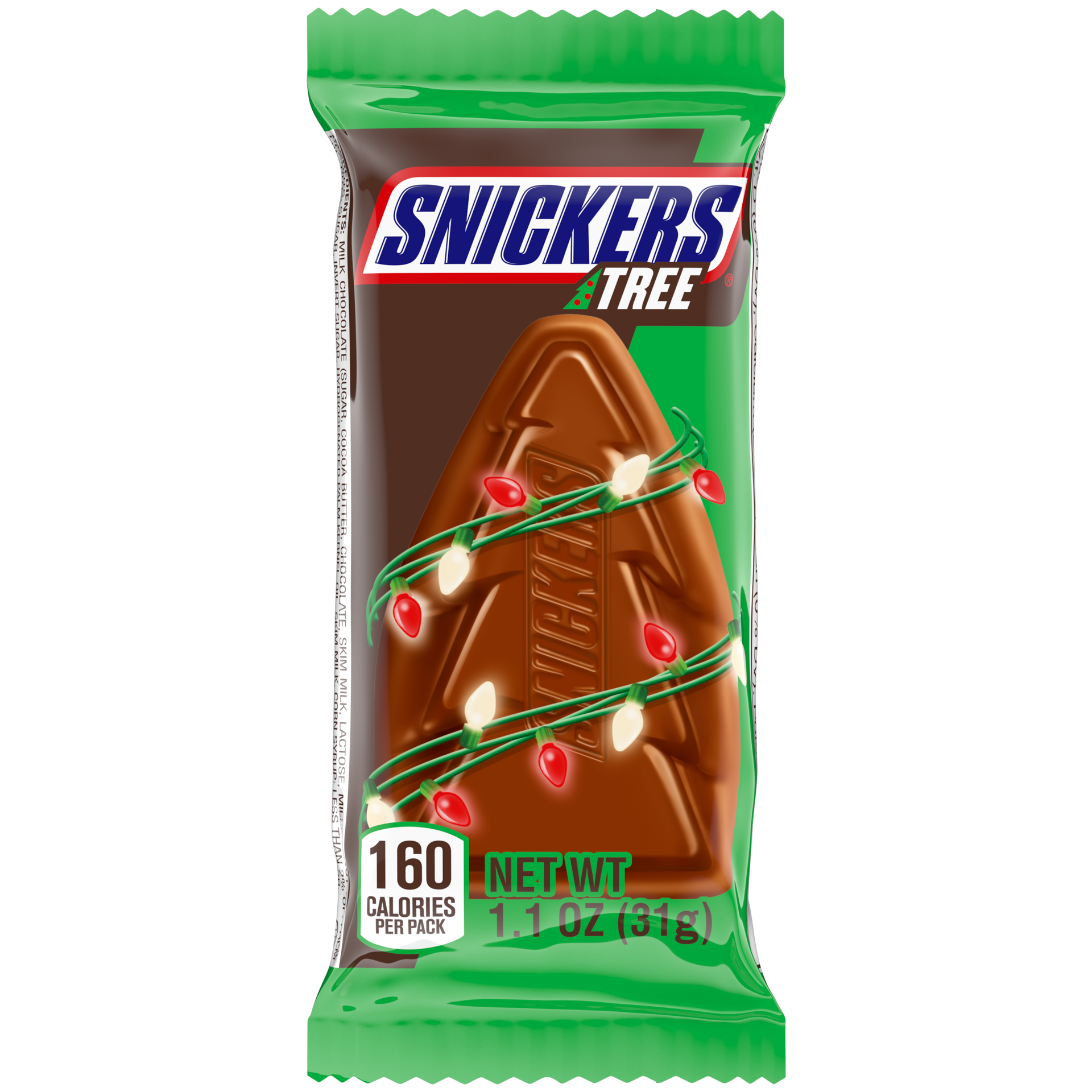 slide 1 of 8, SNICKERS Trees Christmas Milk Chocolate Holiday Candy Bar, 1 Ct, 1.1 oz