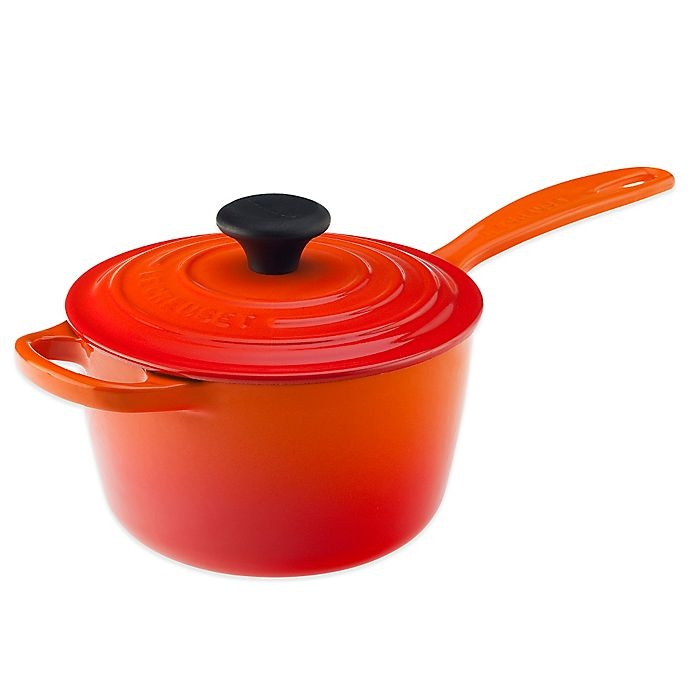 slide 1 of 1, Le Creuset Signature Covered Saucepan - Flame, 1.75 qt