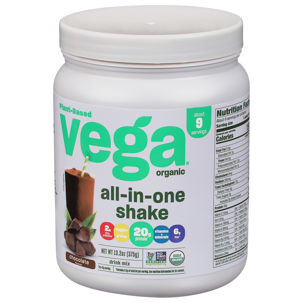 slide 3 of 9, Vega One Organic Chocolate Protein Powder, 13.2 oz