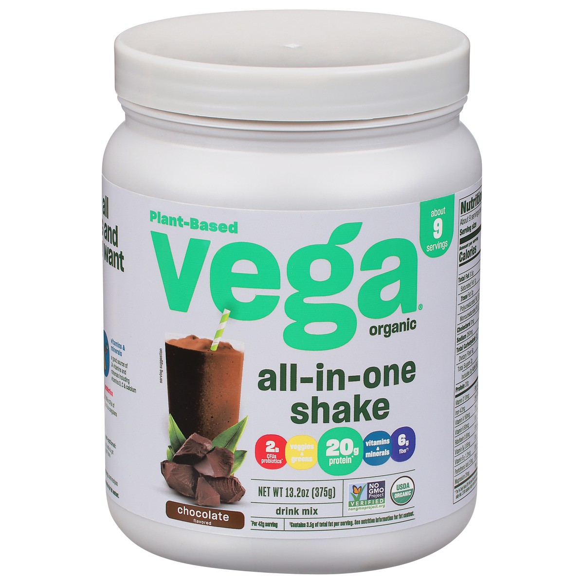 slide 1 of 9, Vega One Organic Chocolate Protein Powder, 13.2 oz