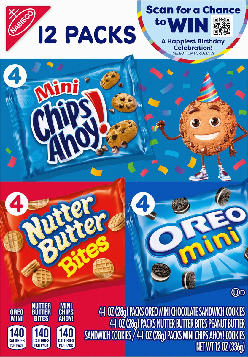 slide 13 of 15, Chips Ahoy!/Nutter Butter/Oreo Nabisco Cookie Variety Pack OREO Mini, Nutter Butter Bites, CHIPS AHOY! Mini, 12 Snack Packs, 12 ct