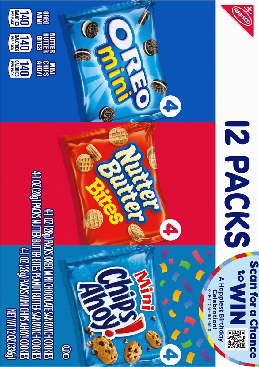 slide 14 of 15, Chips Ahoy!/Nutter Butter/Oreo Nabisco Cookie Variety Pack OREO Mini, Nutter Butter Bites, CHIPS AHOY! Mini, 12 Snack Packs, 12 oz