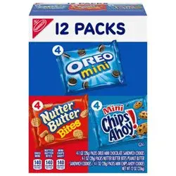 Chips Ahoy!/Nutter Butter/Oreo Nabisco Cookie Variety Pack OREO Mini, Nutter Butter Bites, CHIPS AHOY! Mini, 12 Snack Packs