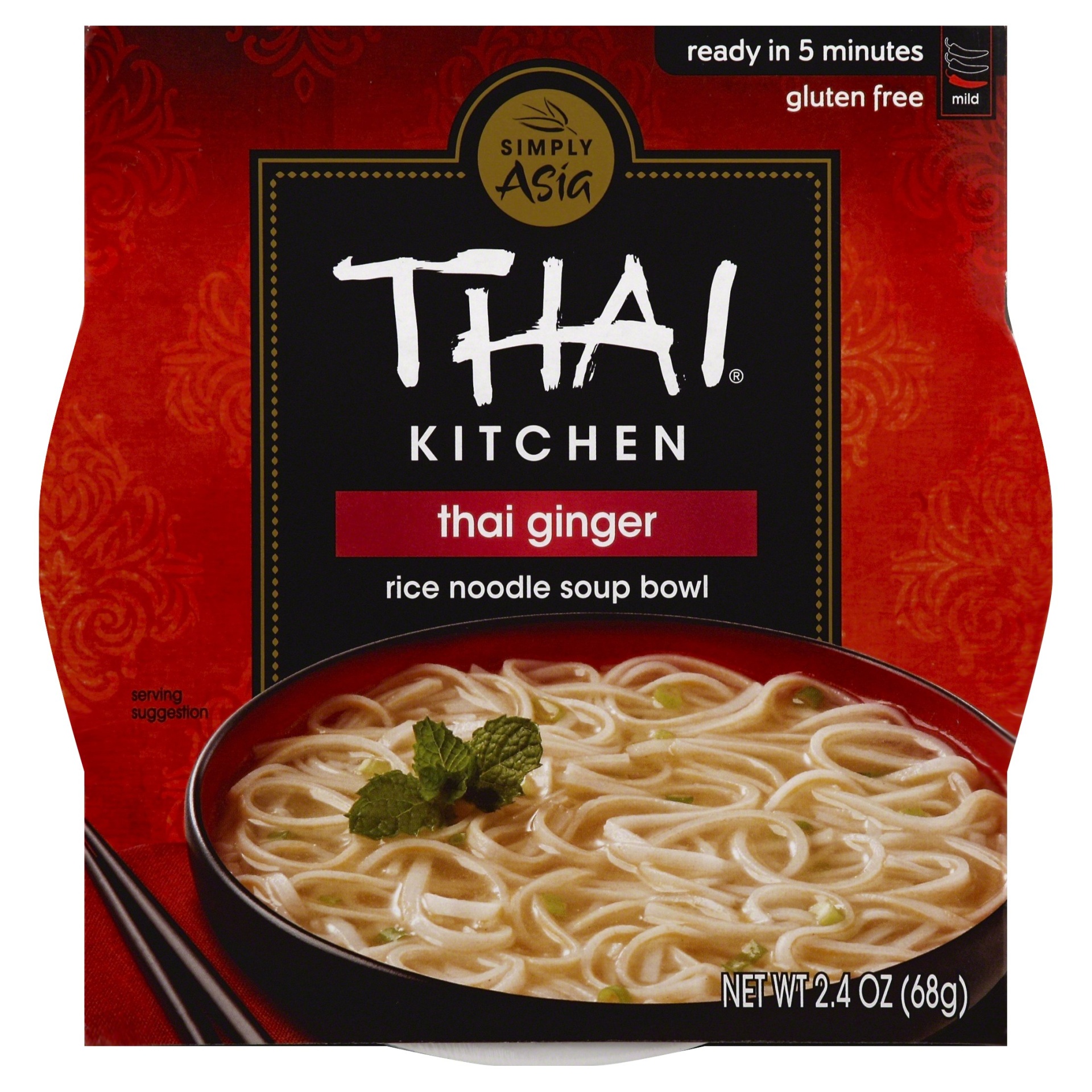 slide 1 of 1, Thai Kitchen Soup Bowl, Rice Noodle, Thai Ginger, Mild, 2.4 oz