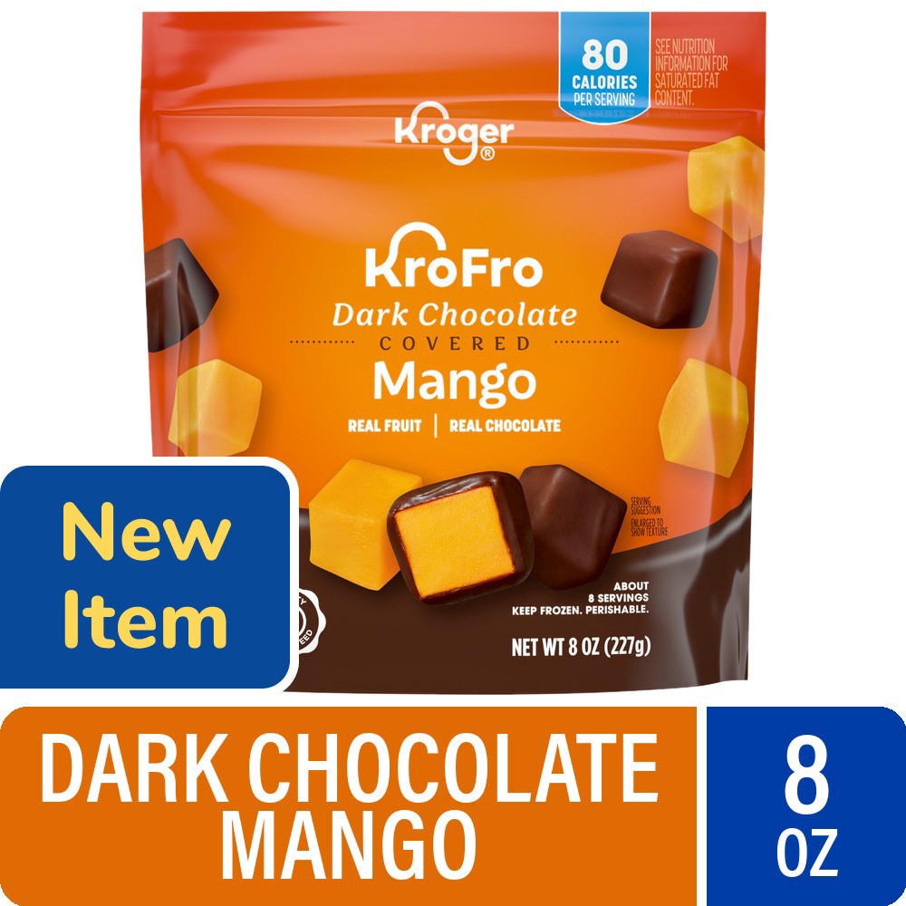 slide 1 of 1, Kroger® KroFro Dark Chocolate Covered Mango, 8 oz, 8 oz