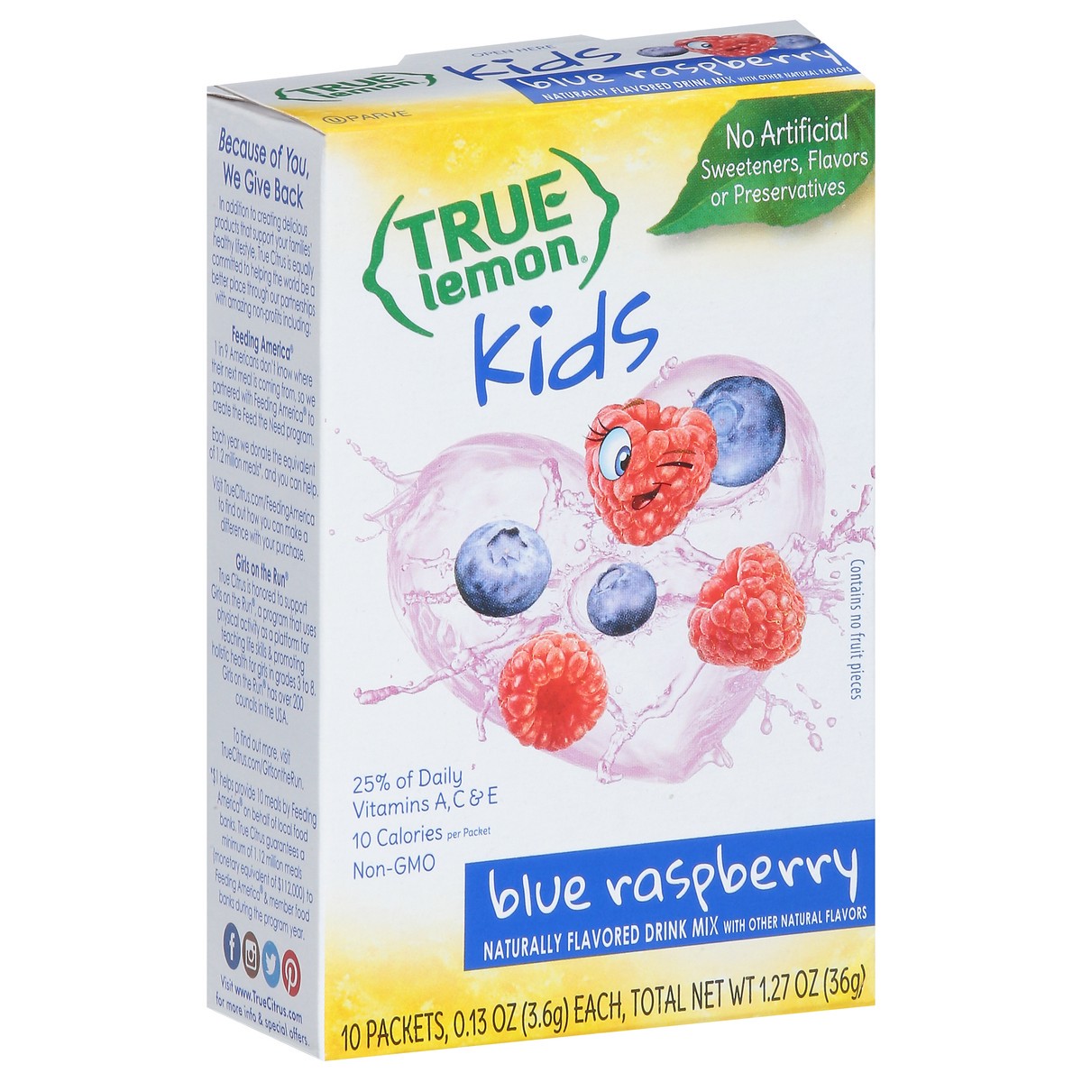 slide 3 of 9, True Lemon Kids Blue Raspberry Drink Mix 10 - 0.13 oz Packets, 10 ct