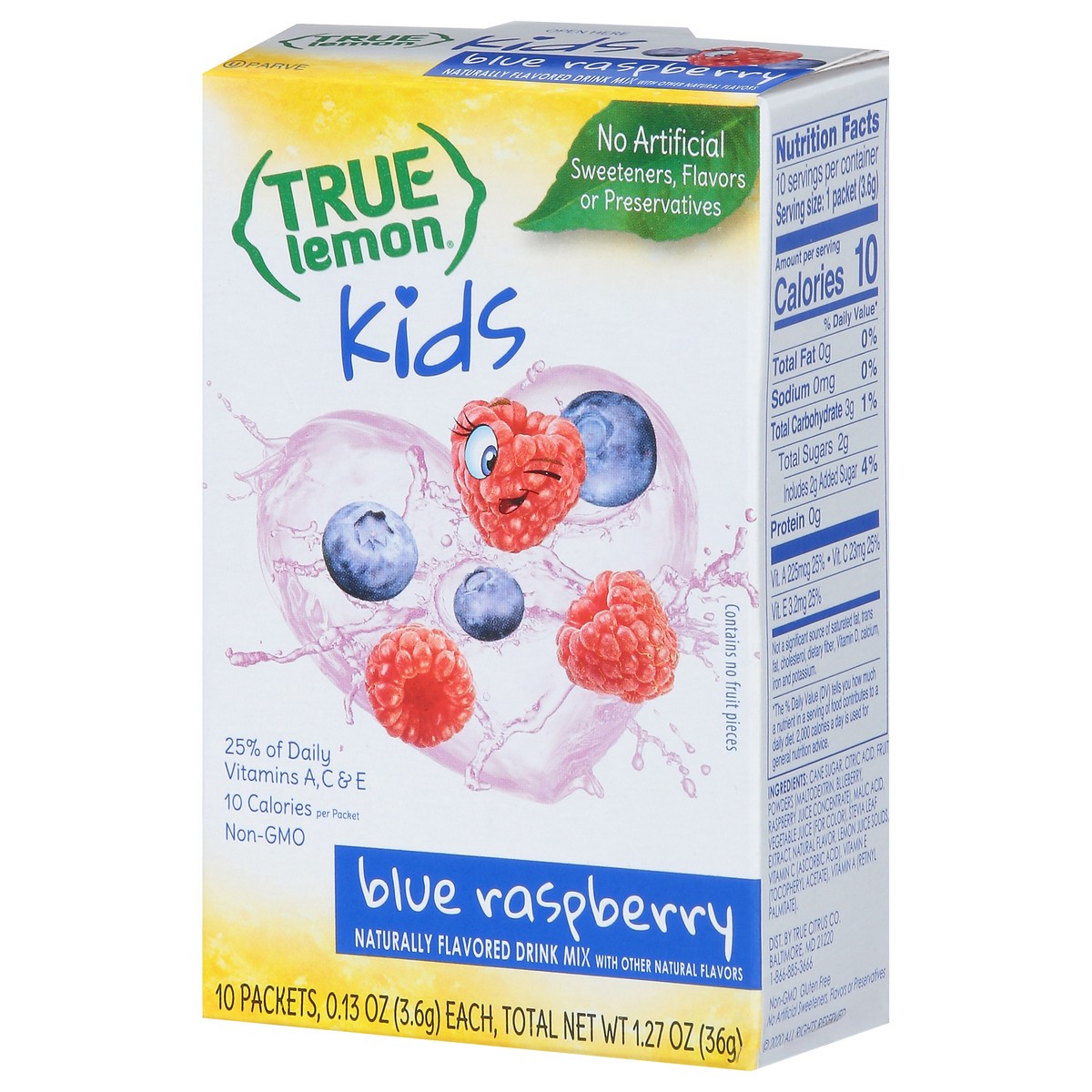 slide 6 of 9, True Lemon Kids Blue Raspberry Drink Mix 10 - 0.13 oz Packets, 10 ct