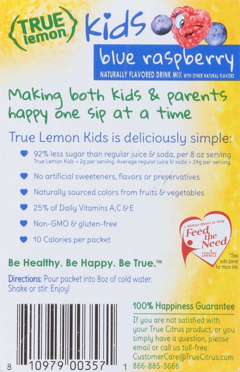 slide 4 of 9, True Lemon Kids Blue Raspberry Drink Mix 10 - 0.13 oz Packets, 10 ct