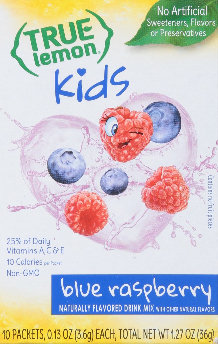 slide 2 of 9, True Lemon Kids Blue Raspberry Drink Mix 10 - 0.13 oz Packets, 10 ct
