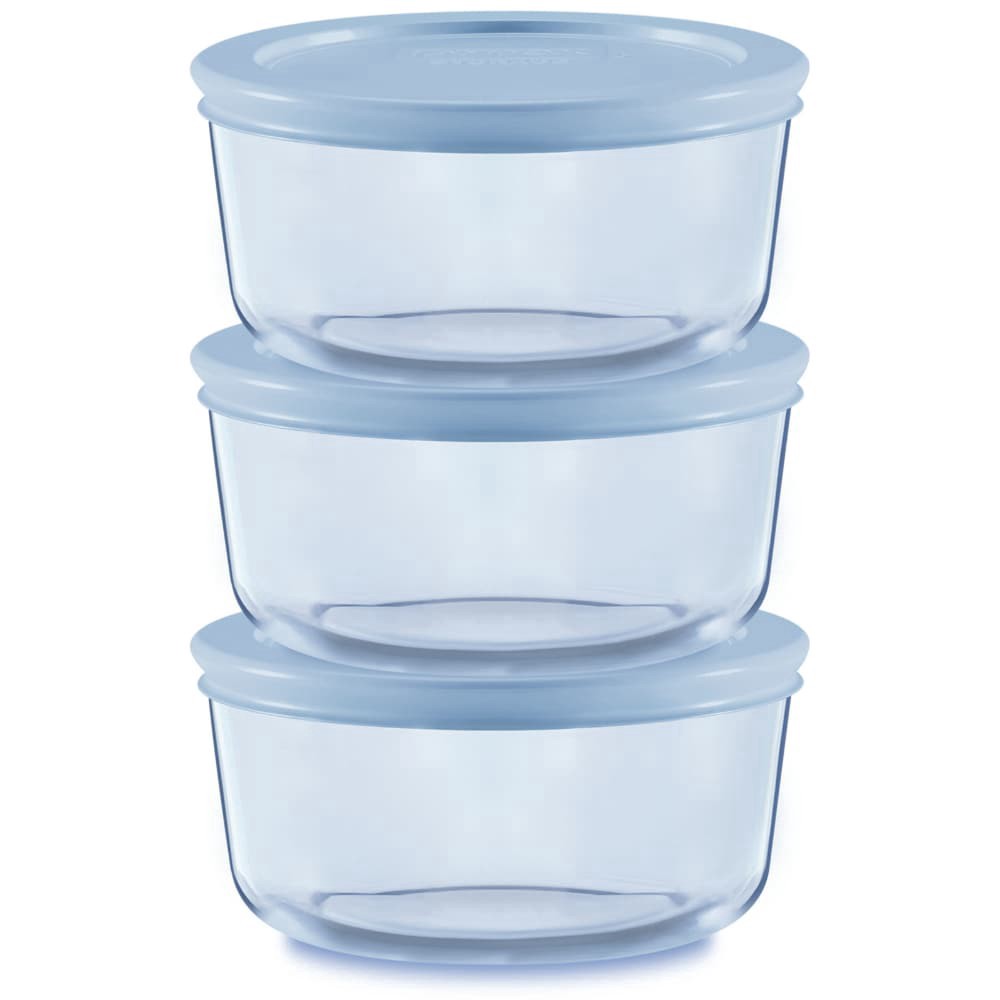 slide 1 of 1, Pyrex 6 Piece 2 Cup Round Glass Containers, 6 ct