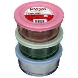 Pyrex 6 Piece 2 Cup Round Glass Containers