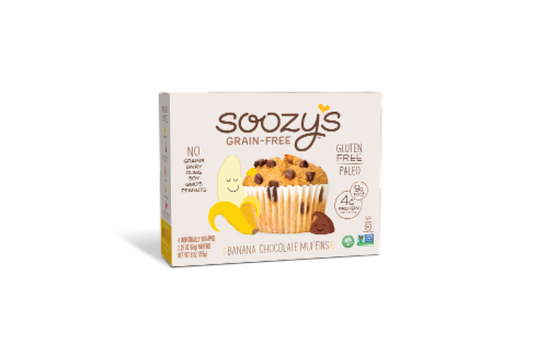 slide 1 of 1, Soozy's Banana Chocolate Chip Muffins, 4 ct; 2.25 oz