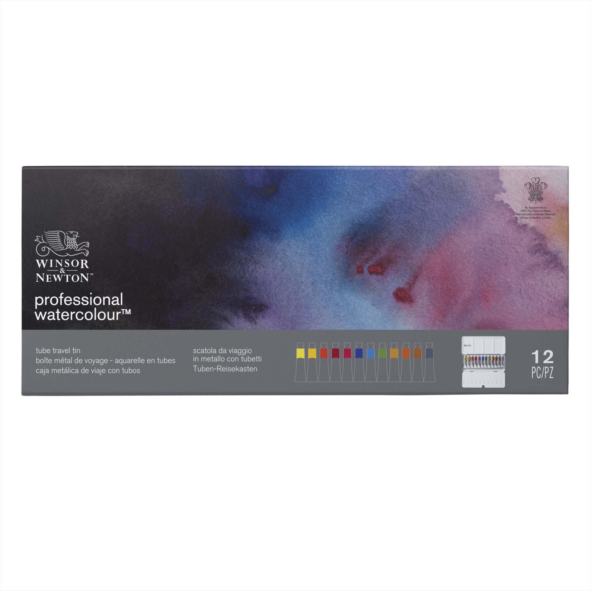 slide 2 of 6, Winsor & Newton Professional Watercolour 12 Color Tube Travel Tin Set, 5 ml