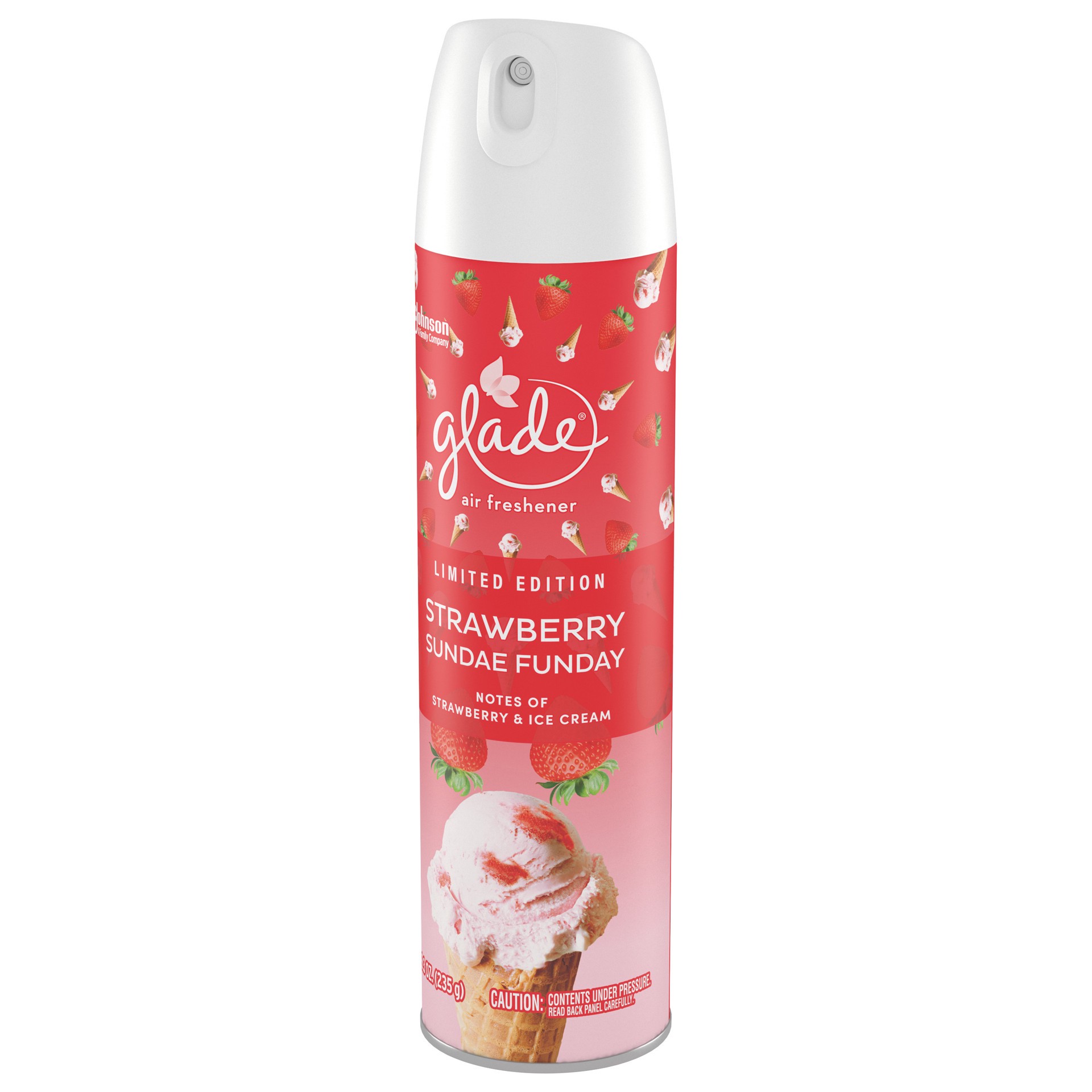 slide 3 of 5, Glade Aerosol Spray, Glade Air Freshener Spray, Strawberry Sundae Funday Scent, Infused with Essential Oils, Spring Limited Edition Fragrance, Positive Vibes Collection, 8.3 oz, 8.3 oz