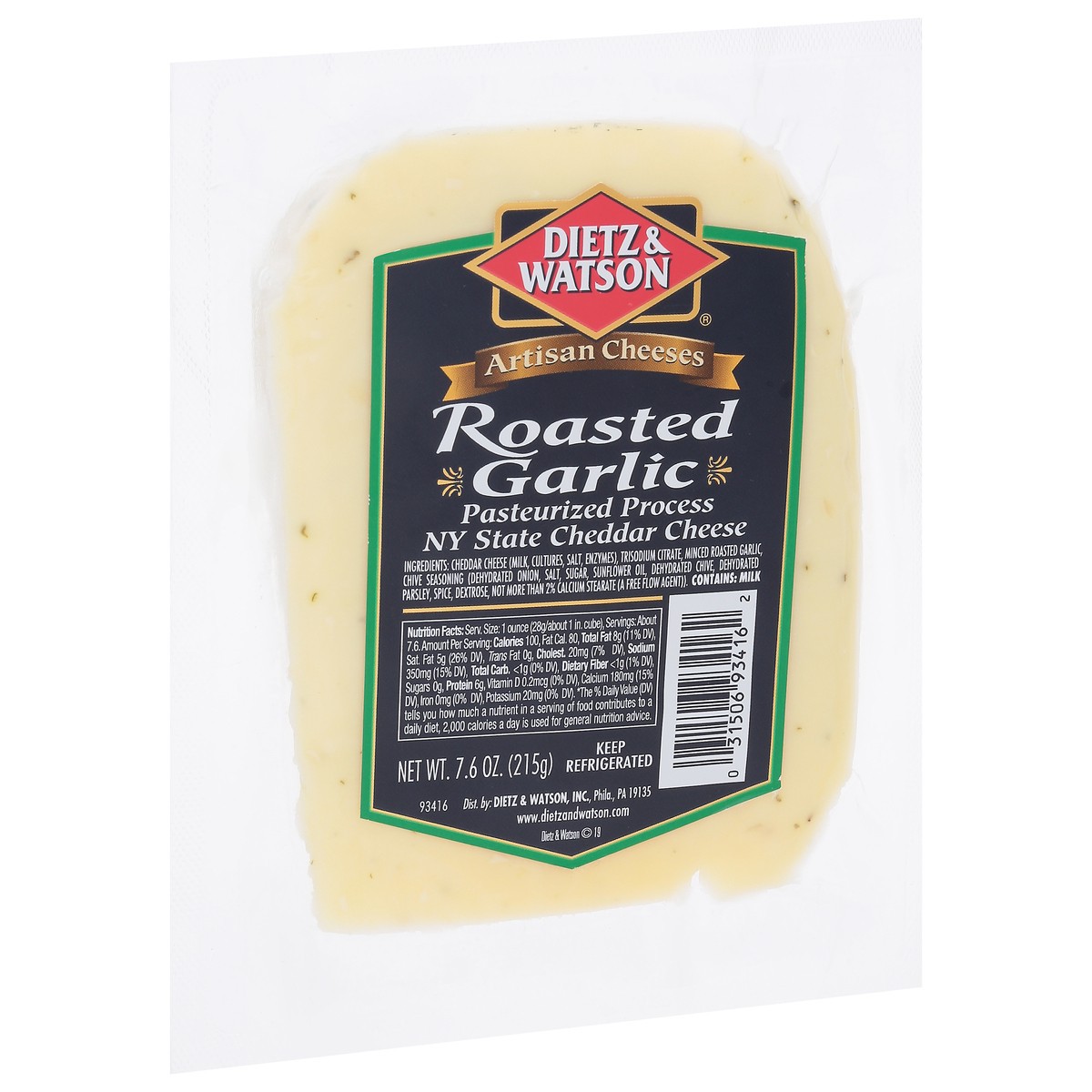 slide 2 of 9, Dietz & Watson NY State Roasted Garlic Cheddar Cheese 7.6 oz, 7.6 oz