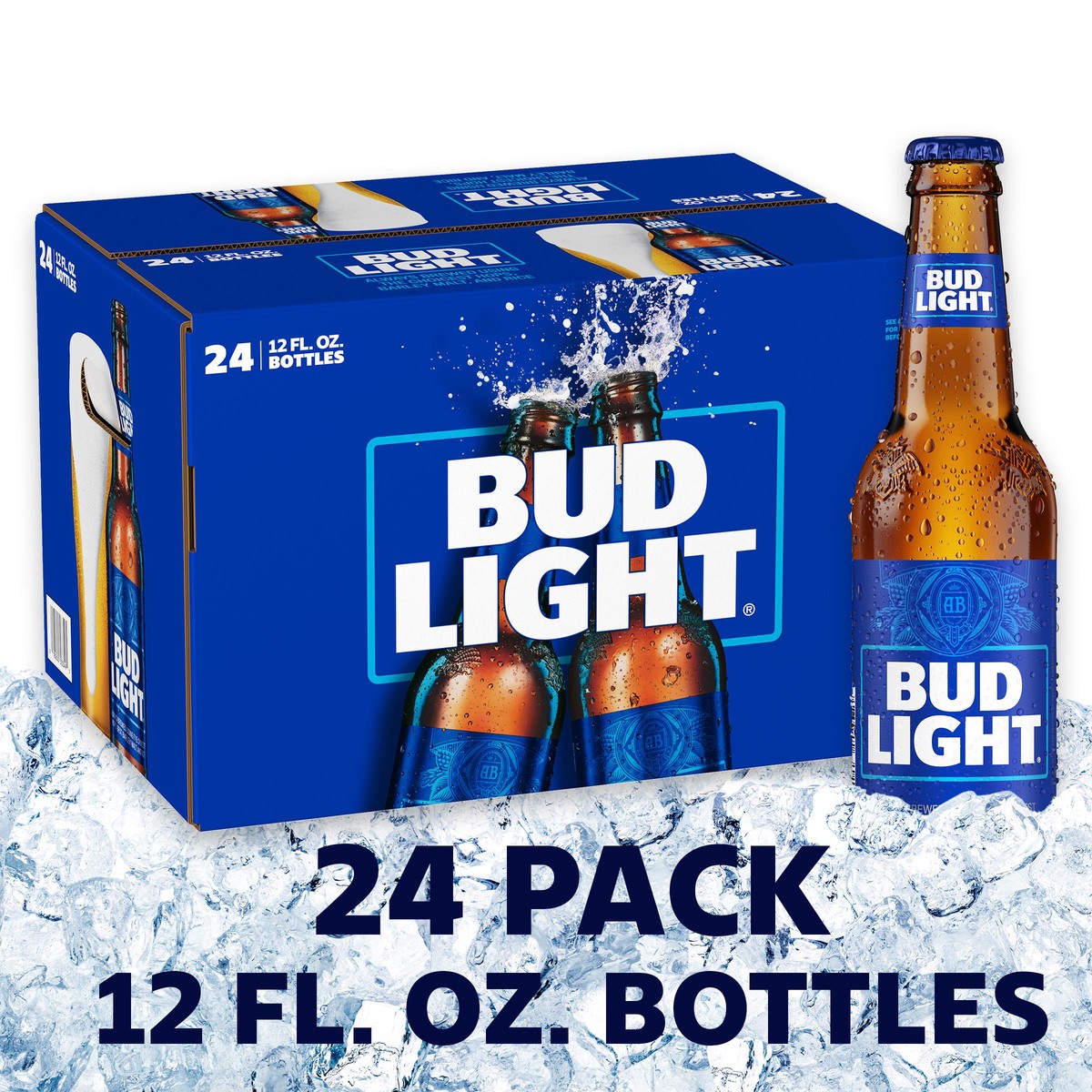 slide 1 of 9, Bud Light Beer, 24 Pack Beer, 12 FL OZ Bottles, 4.2% ABV, 24 ct; 12 oz