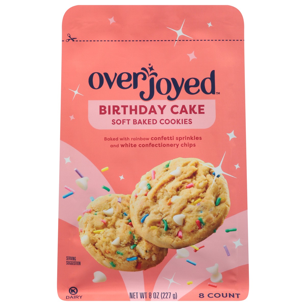 slide 1 of 3, Overjoyed Soft Baked Birthday Cake Cookies 8 Oz - 8 OZ, 8 oz