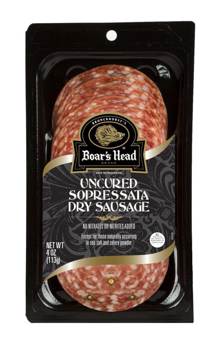 slide 1 of 9, Boar's Head Uncured Sopressata Dry Sausage, 4 oz