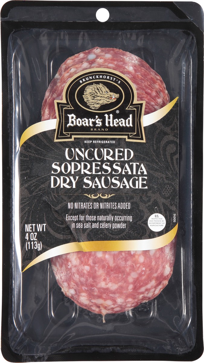 slide 8 of 9, Boar's Head Uncured Sopressata Dry Sausage, 4 oz