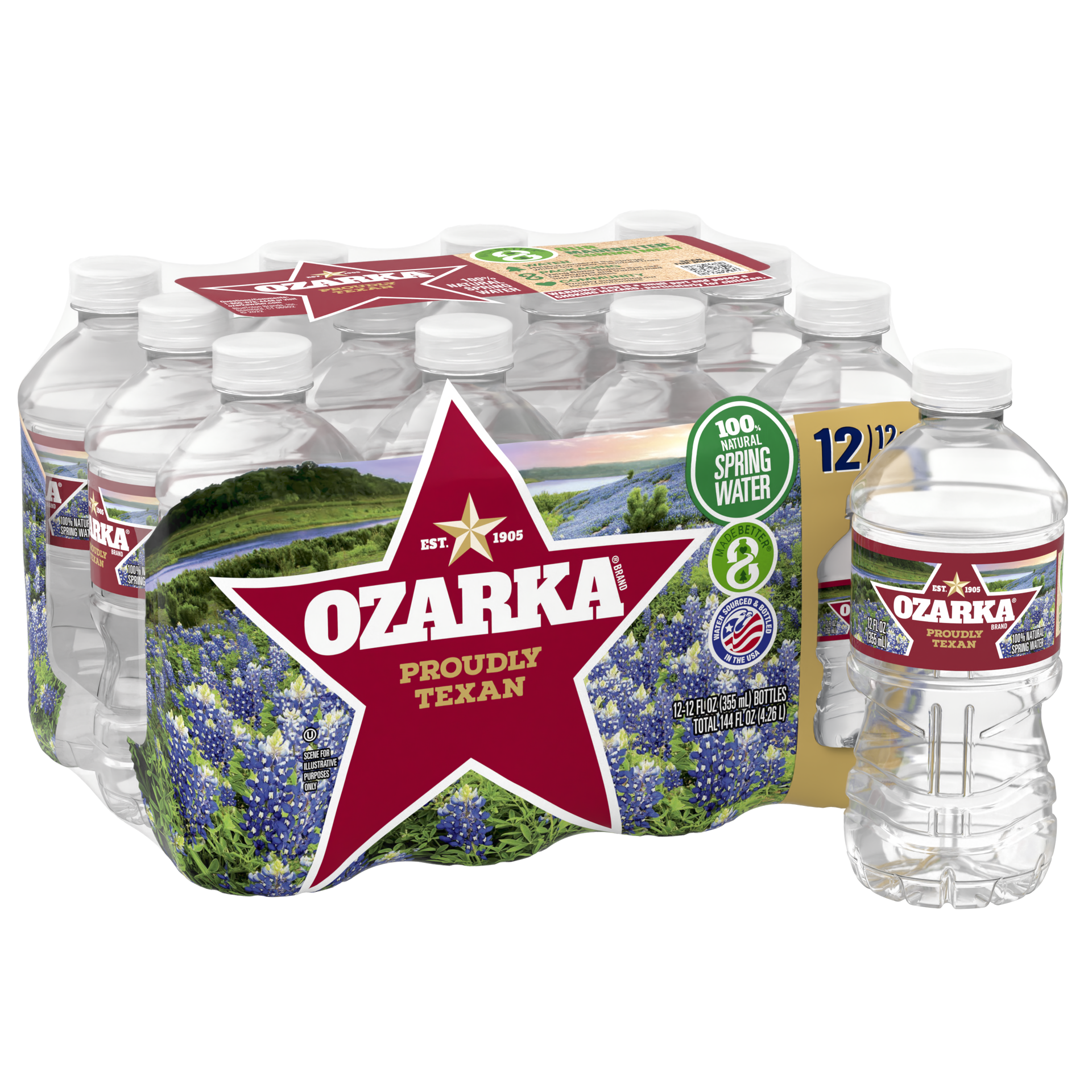 slide 4 of 5, OZARKA Brand 100% Natural Spring Water, 12-ounce plastic bottles (Pack of 12), 12 fl oz; 12 ct
