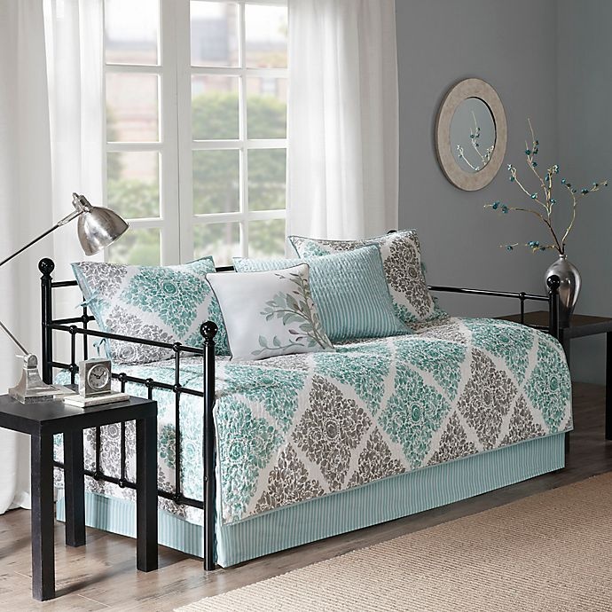 slide 1 of 6, Madison Park Essentials Claire Daybed Set - Aqua, 6 ct