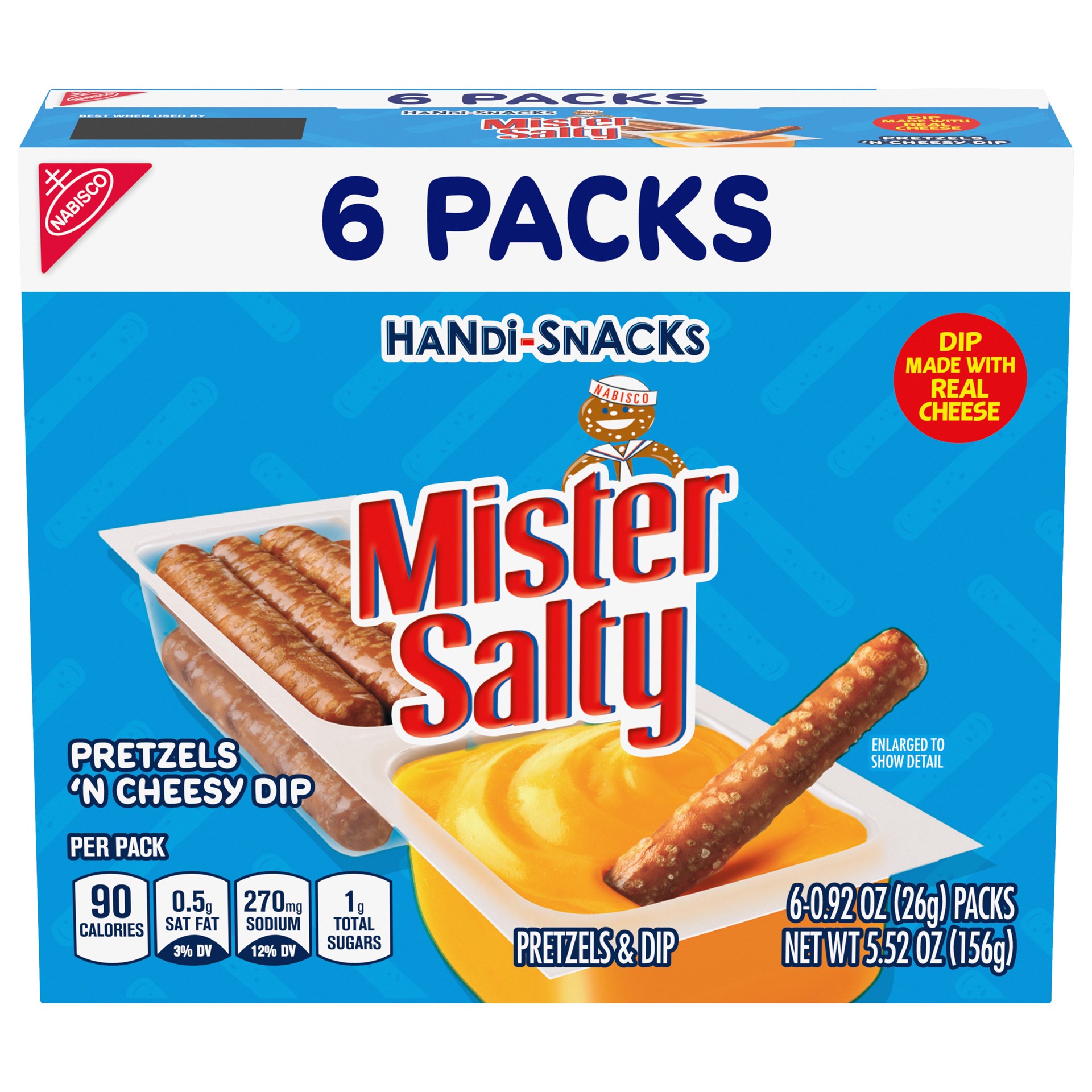 slide 1 of 6, Handi-Snacks Mister Salty Pretzels Cheese Dip, 6 ct; 0.92 oz