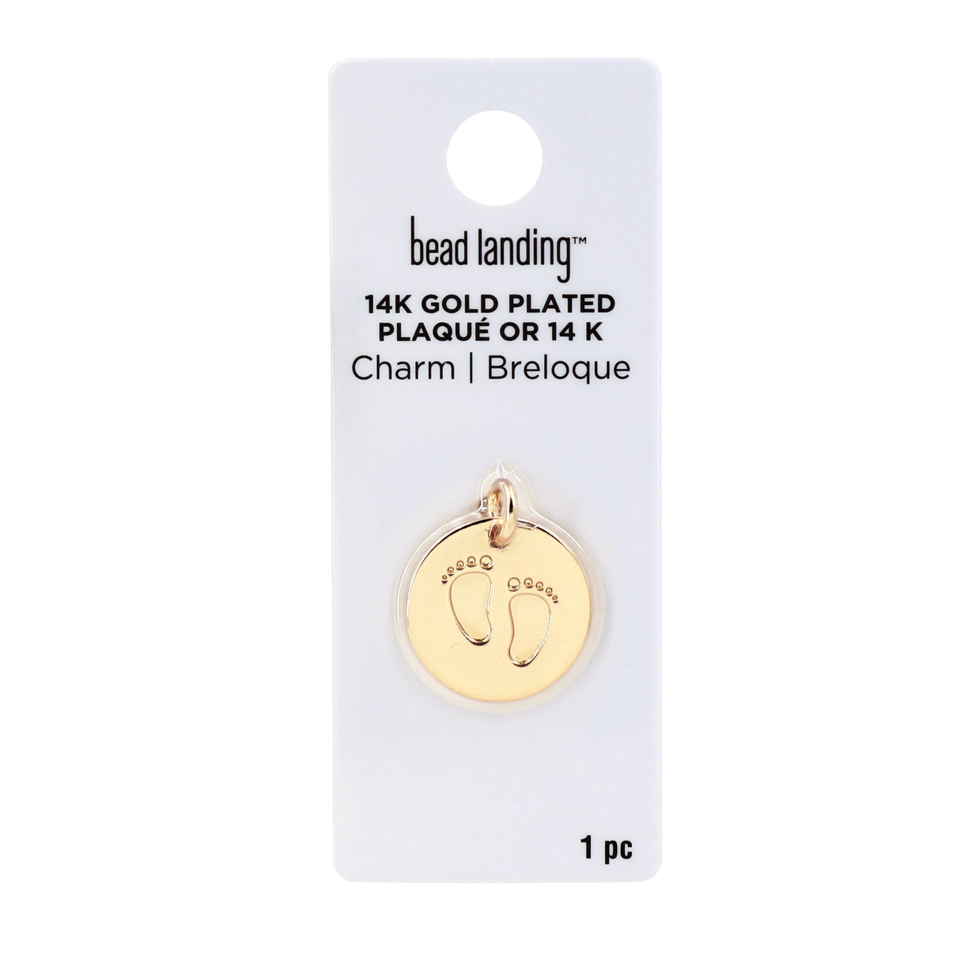 slide 3 of 4, 14k Gold Plated Footprints Charm By Bead Landing, 0.71 in x 0.83 in x 0.08 in