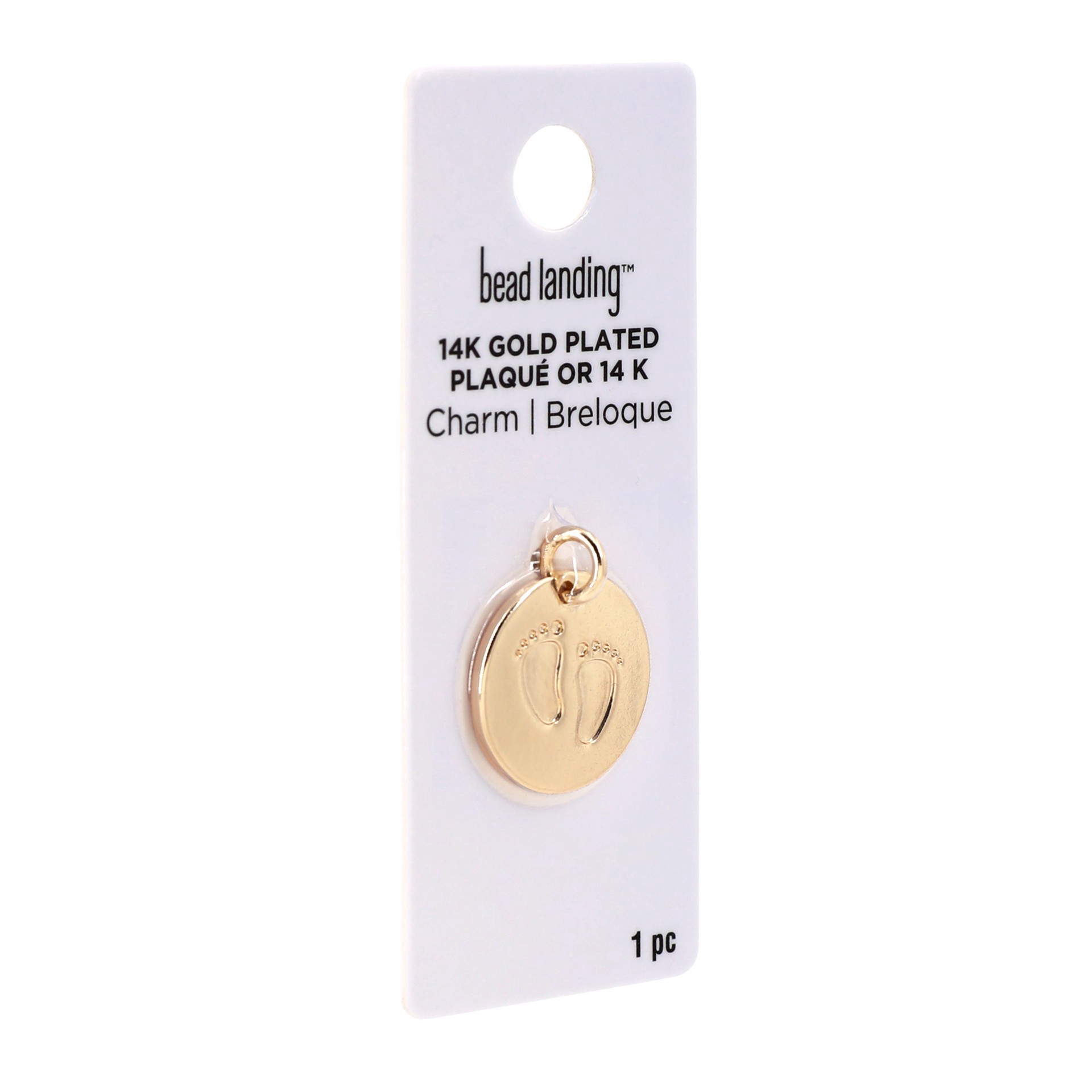slide 2 of 4, 14k Gold Plated Footprints Charm By Bead Landing, 0.71 in x 0.83 in x 0.08 in