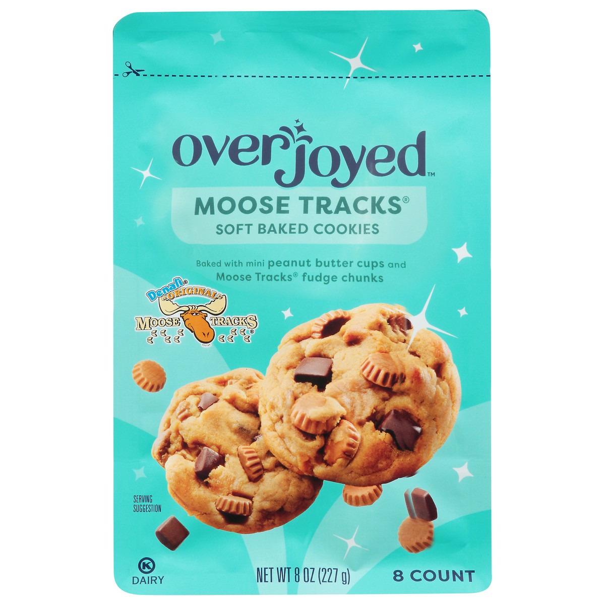 slide 1 of 4, Overjoyed Soft Baked Moose Tracks Cookies 8 Oz - 8 OZ, 8 oz
