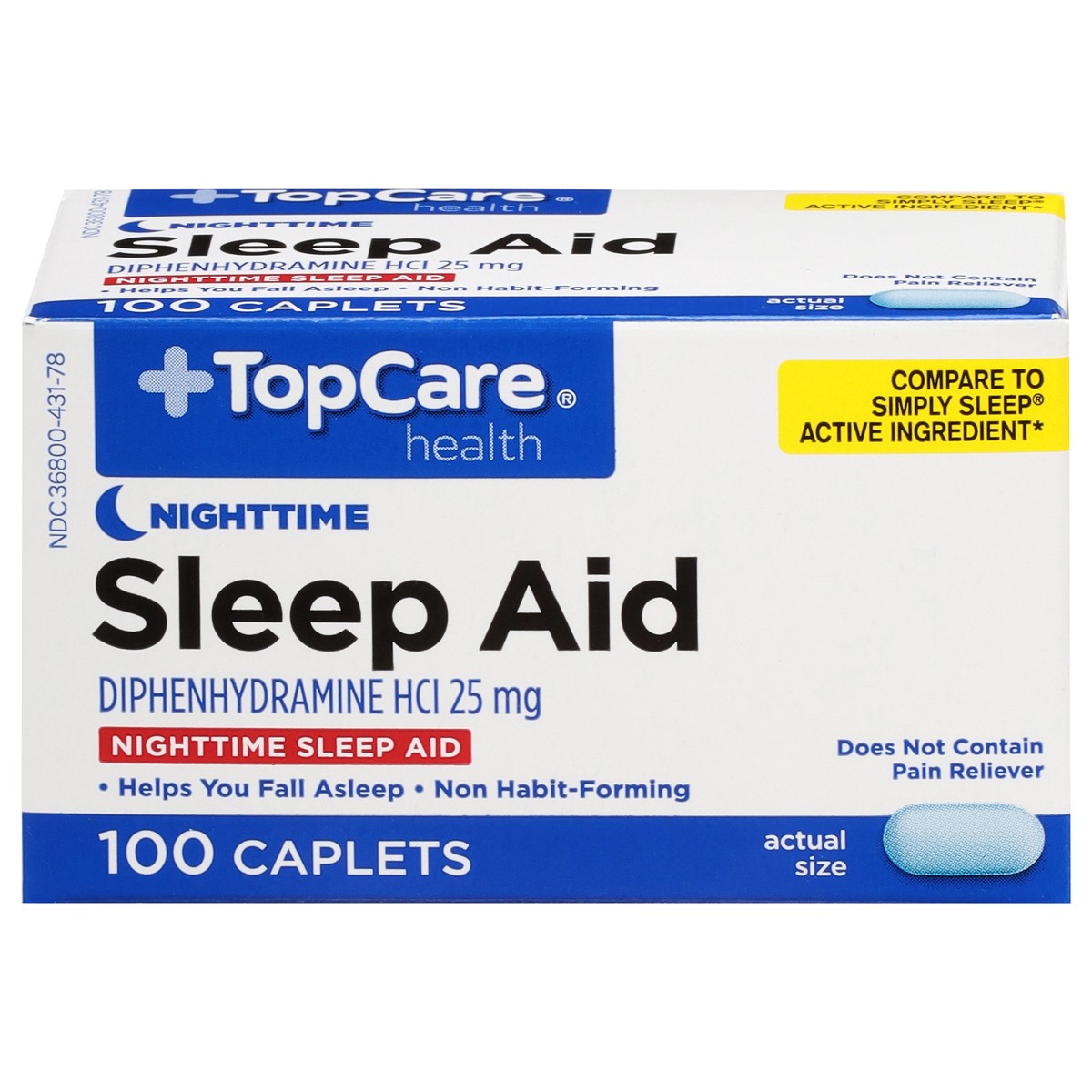 slide 1 of 10, TopCare Nightime Sleep Aid, 100 ct