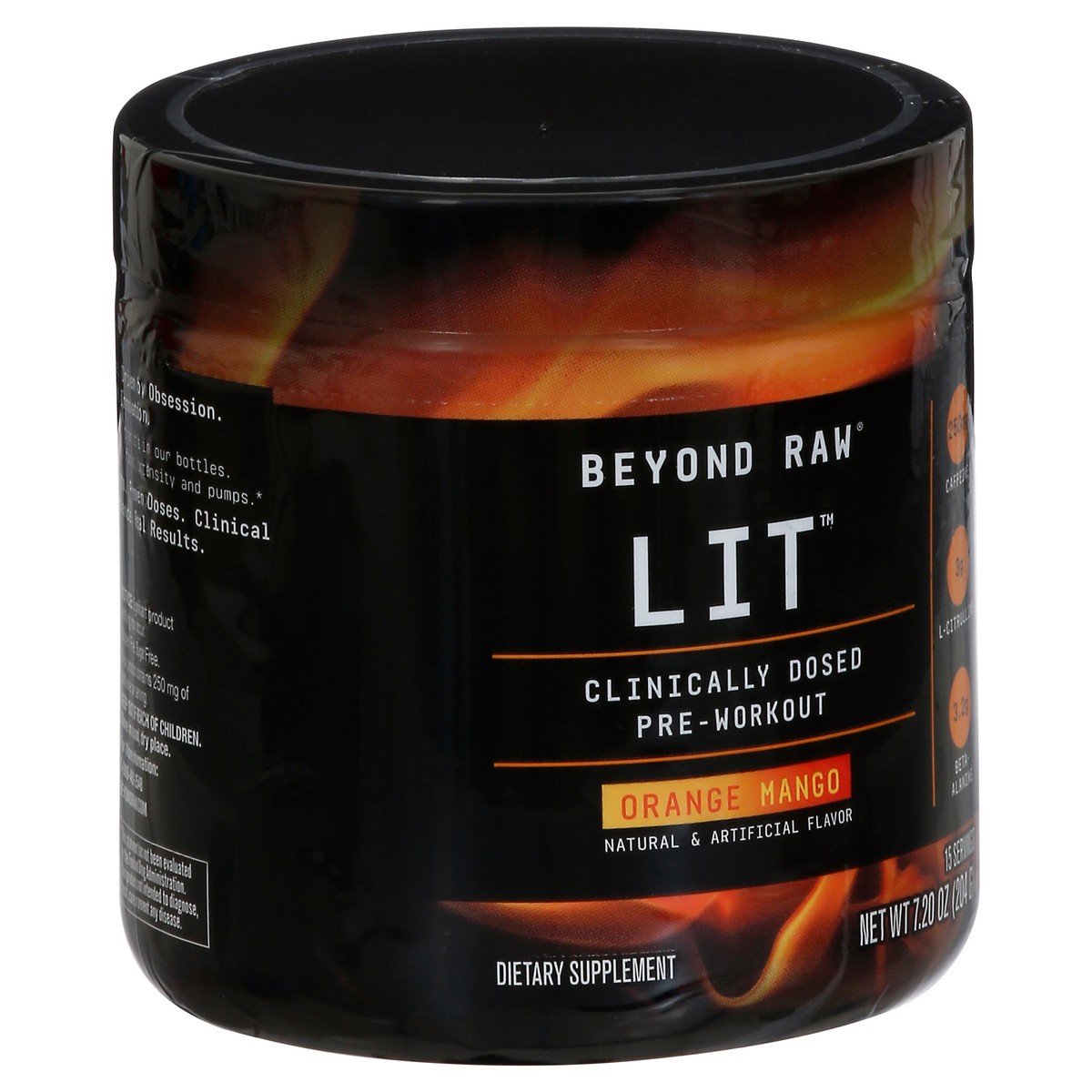 slide 2 of 9, Beyond Raw Lit Orange Mango Clinically Dosed Pre-Workout 7.20 oz, 7.2 oz