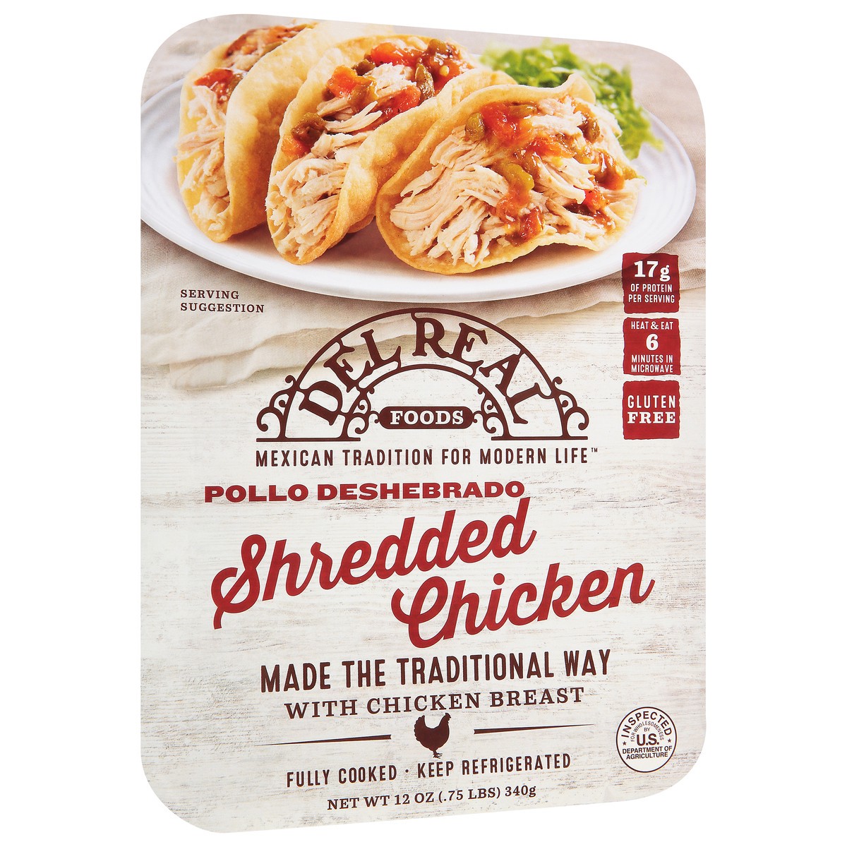 slide 7 of 11, Del Real Foods Shredded Chicken 12 oz, 12 oz