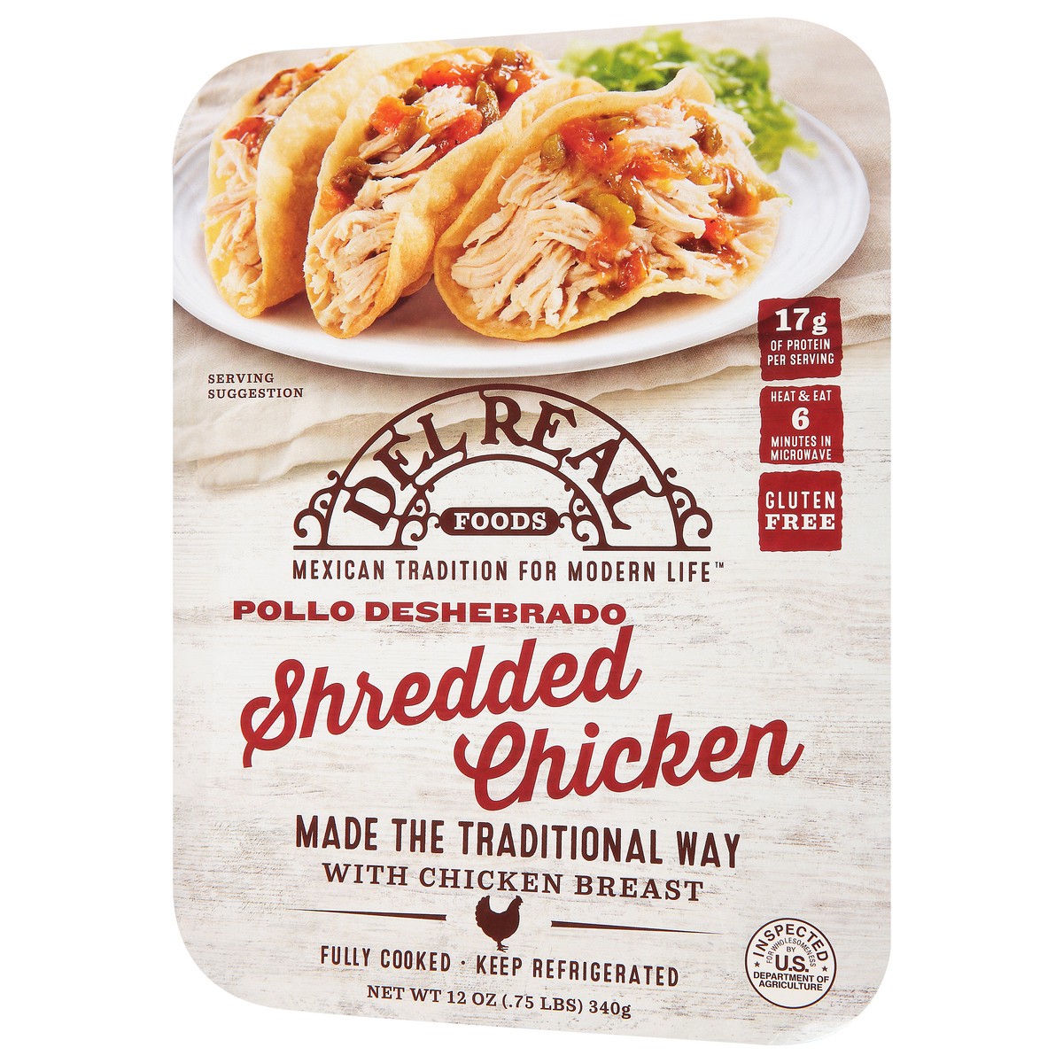 slide 9 of 11, Del Real Foods Shredded Chicken 12 oz, 12 oz