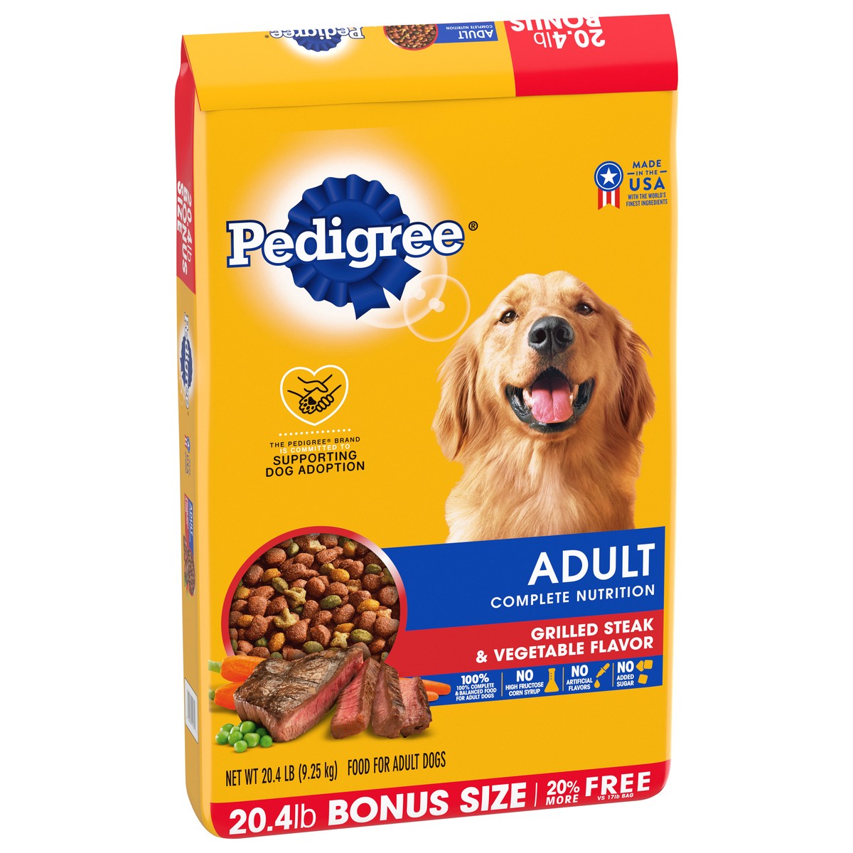 slide 2 of 9, PEDIGREE Complete Nutrition Adult Dry Dog Food Grilled Steak & Vegetable Flavor Dog Kibble, 20.4 lb. Bag, 20.40 lb