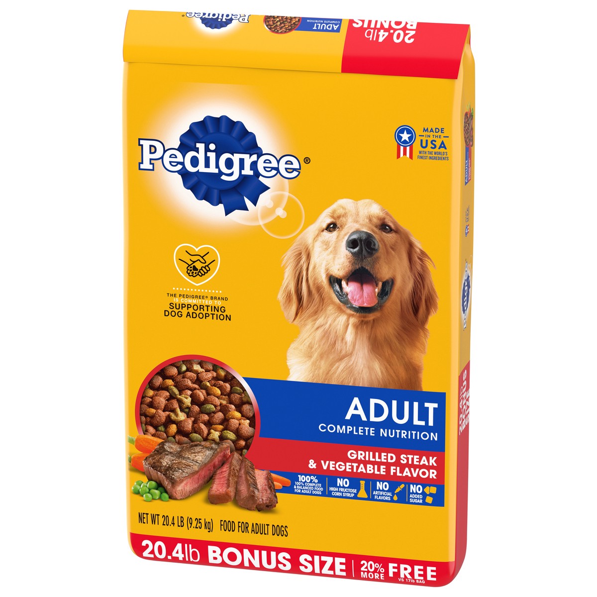 slide 7 of 9, PEDIGREE Complete Nutrition Adult Dry Dog Food Grilled Steak & Vegetable Flavor Dog Kibble, 20.4 lb. Bag, 20.40 lb