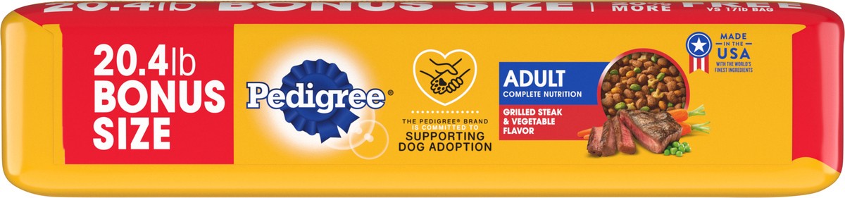 slide 5 of 9, PEDIGREE Complete Nutrition Adult Dry Dog Food Grilled Steak & Vegetable Flavor Dog Kibble, 20.4 lb. Bag, 20.40 lb