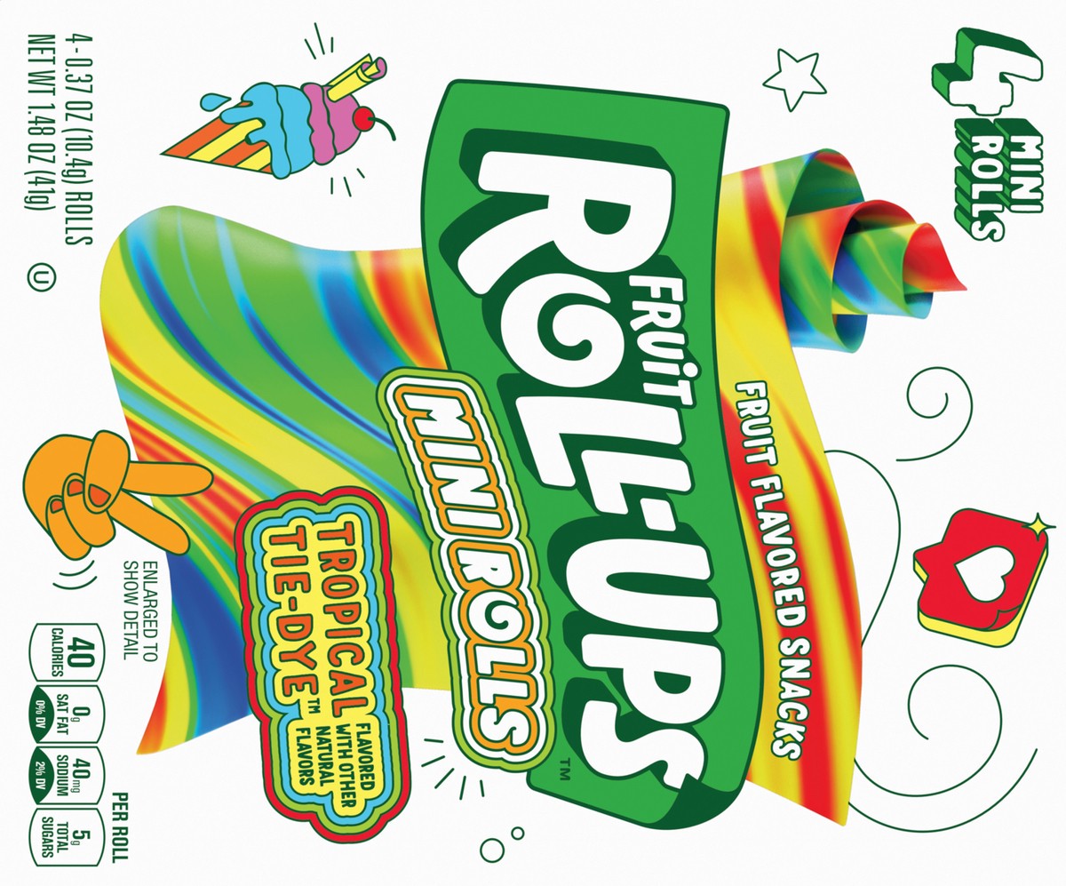 slide 12 of 14, Fruit Roll-Ups Tropical Tie-Dye Mini Roll-Ups 4 CT, 4 ct