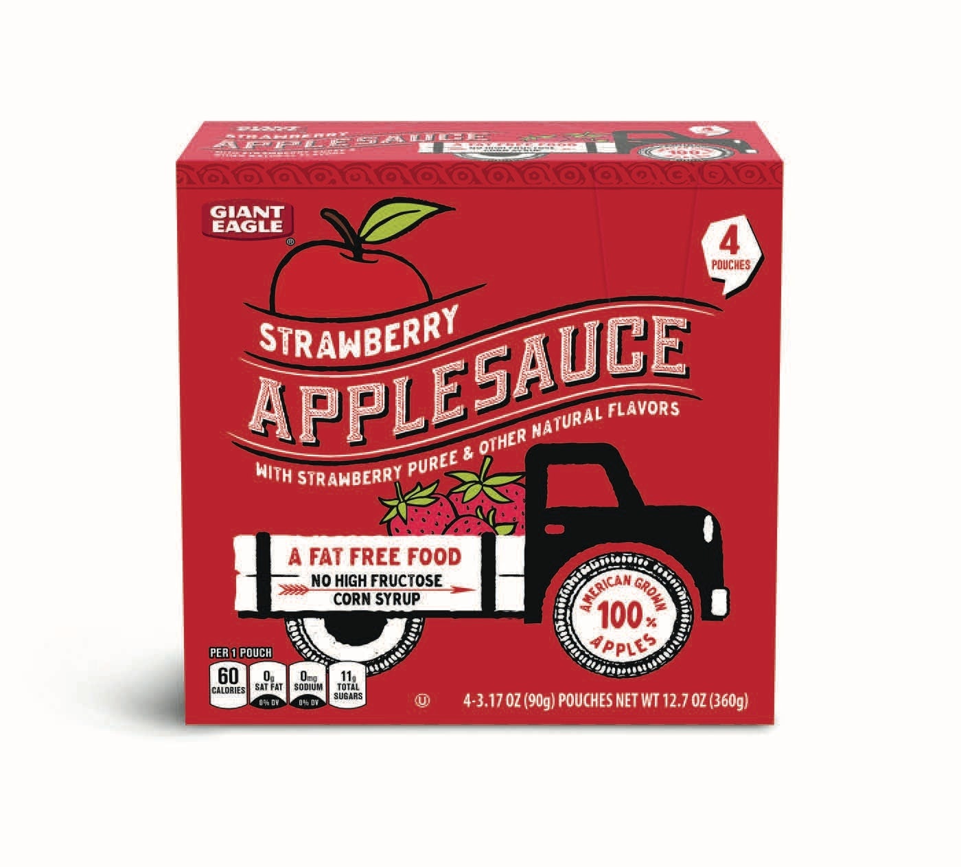 Giant Eagle Applesauce, Strawberry Of Pouches 12.7 oz Shipt