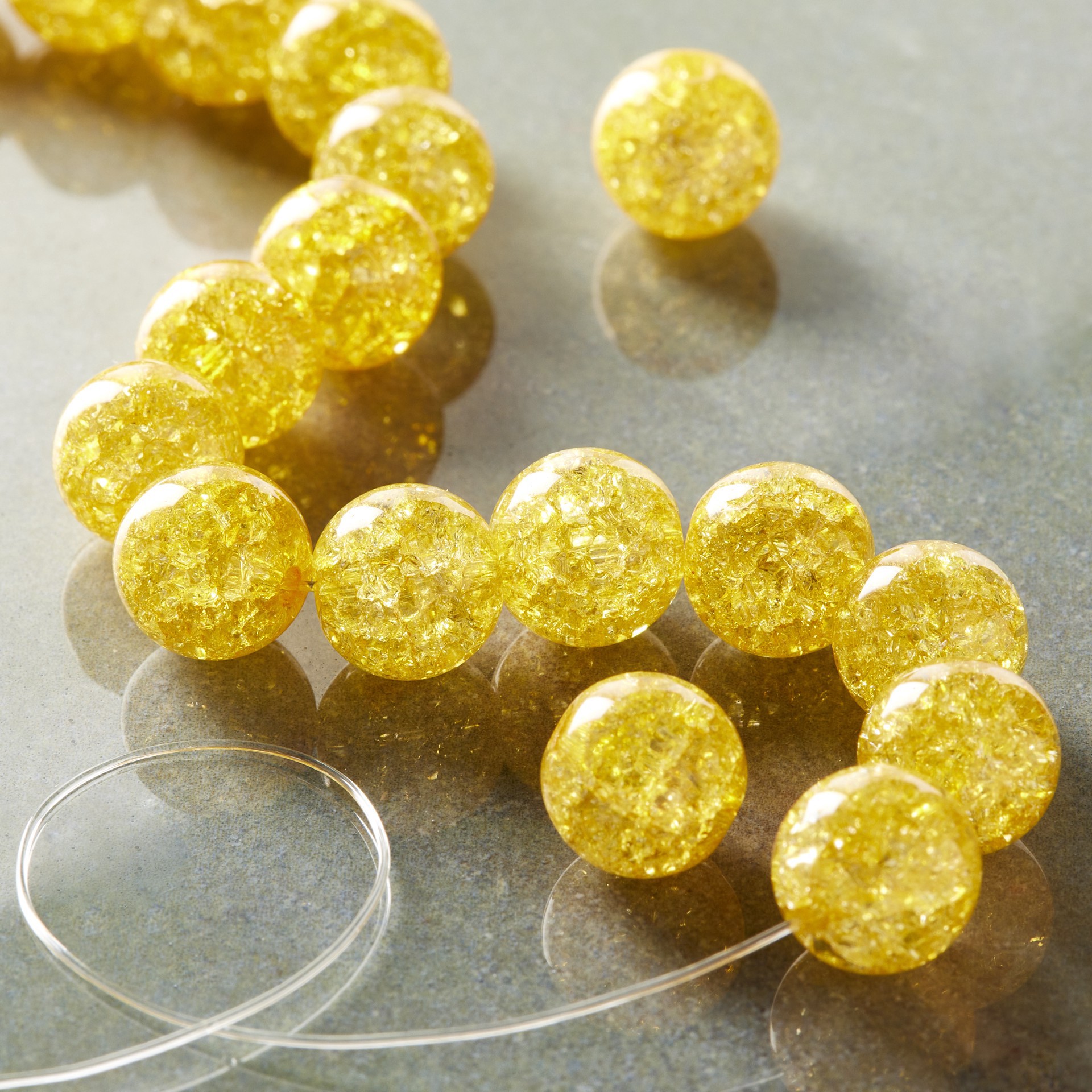 slide 3 of 3, Yellow Crackled Quartzite Round Beads, 10mm By Bead Landing, 10mm