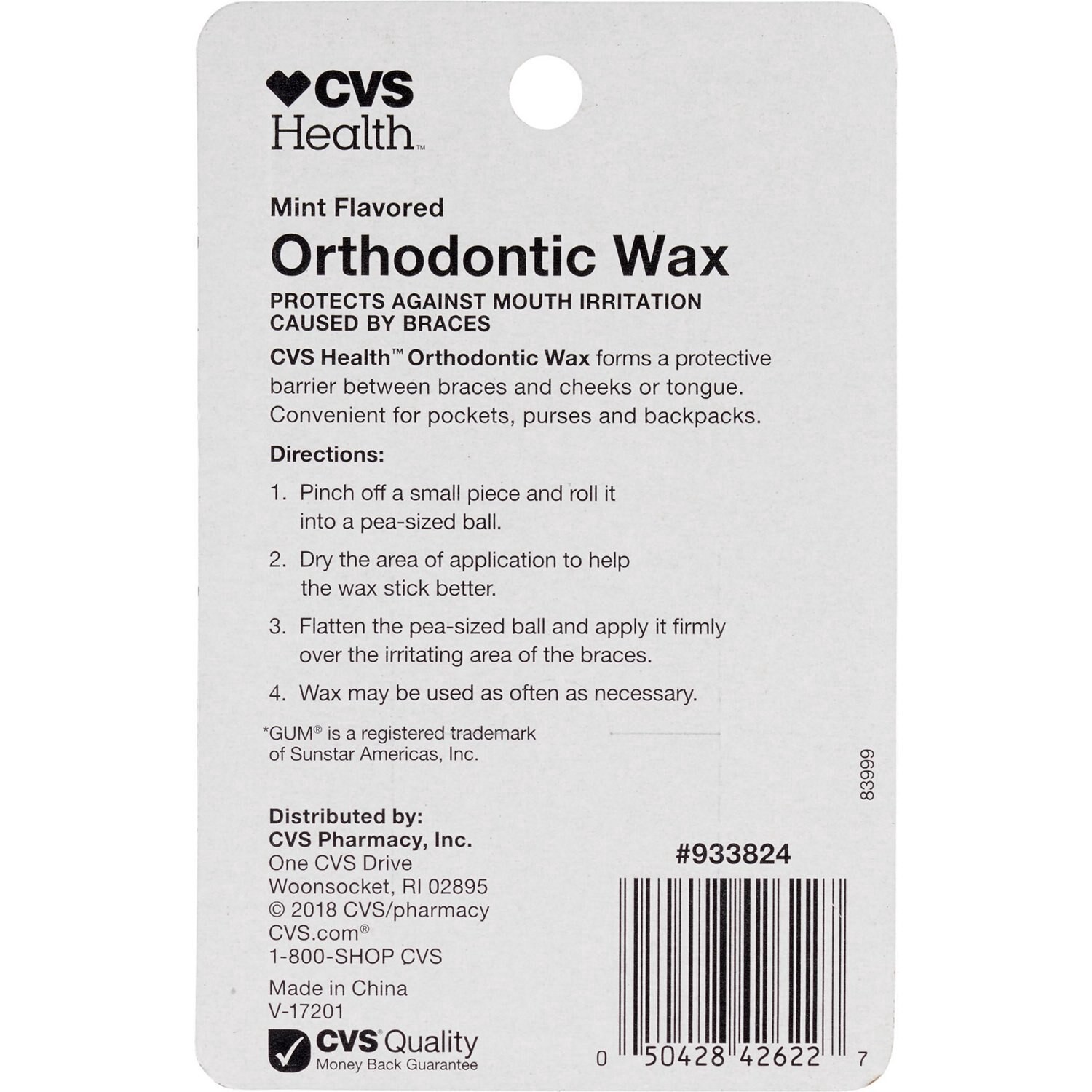 slide 2 of 2, CVS Health Mint Flavored Orthodontic Wax, Mint, 2 Ct, 1 ct
