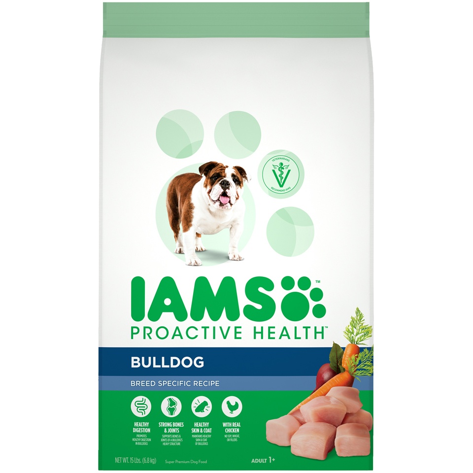slide 1 of 1, IAMS ProActive Health Adult Bulldog Dry Dog Food, Chicken Flavor, 15 lb