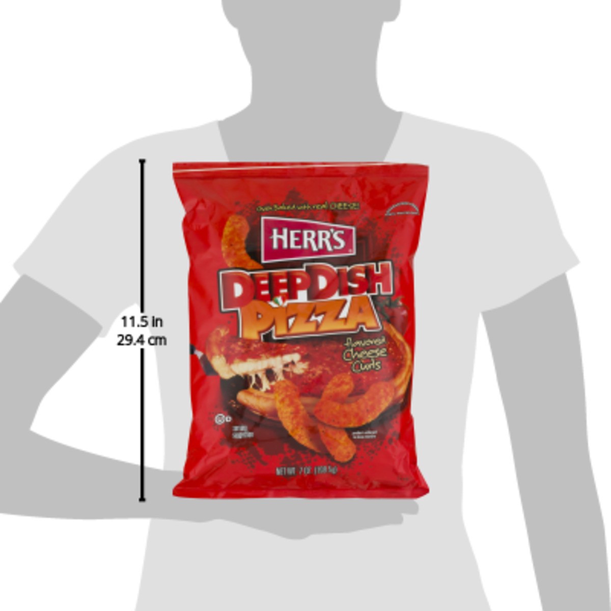 slide 3 of 9, Herr's Cheese Curls Deep Dish Pizza Flavor, 7 oz