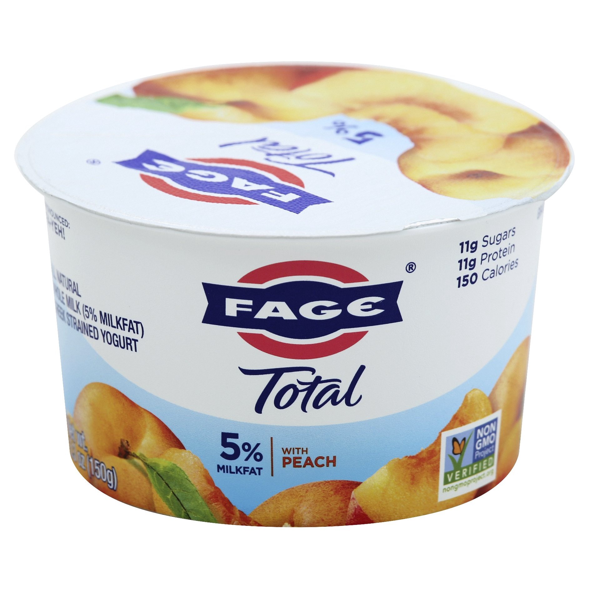 slide 1 of 6, Fage Total Greek Strained Yogurt With Peach, 5.3 oz