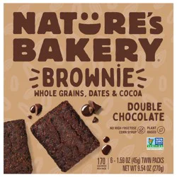 Nature''s Bakery Double Chocolate Brownie Bars, Snack Bars, 6 Ct