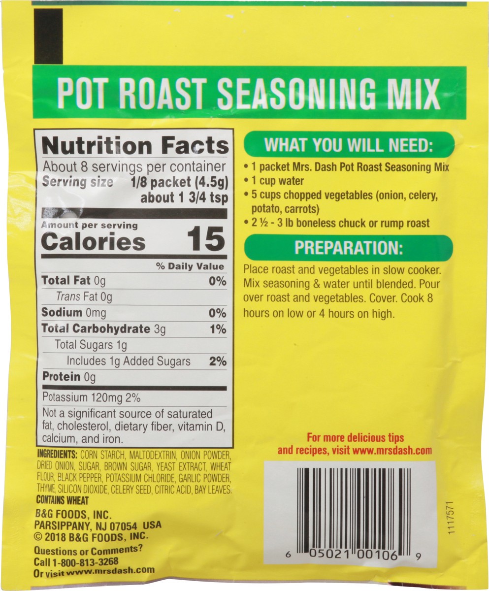 slide 2 of 9, Mrs. Dash Salt-Free Pot Roast Seasoning Mix 1.25 oz Envelope, 1.25 oz