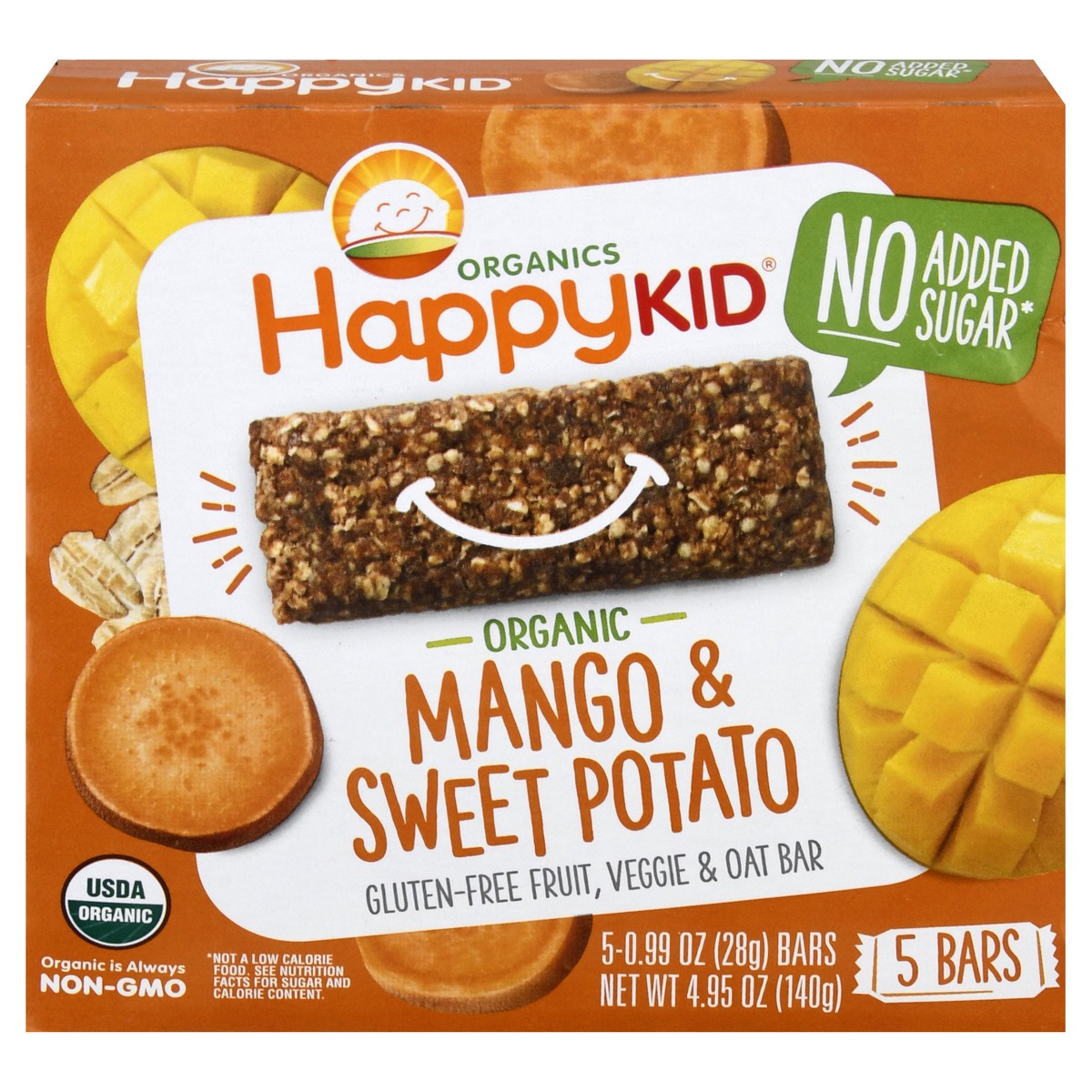 slide 1 of 13, Happy Kid Organics Organic Mango & Sweet Potato Veggie & Oat Bar 5 ea, 5 ct
