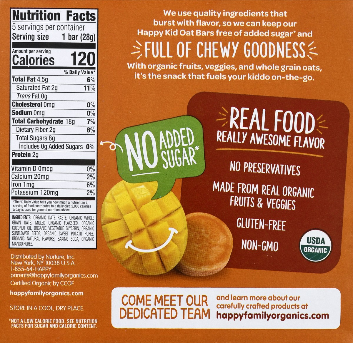 slide 6 of 13, Happy Kid Organics Organic Mango & Sweet Potato Veggie & Oat Bar 5 ea, 5 ct
