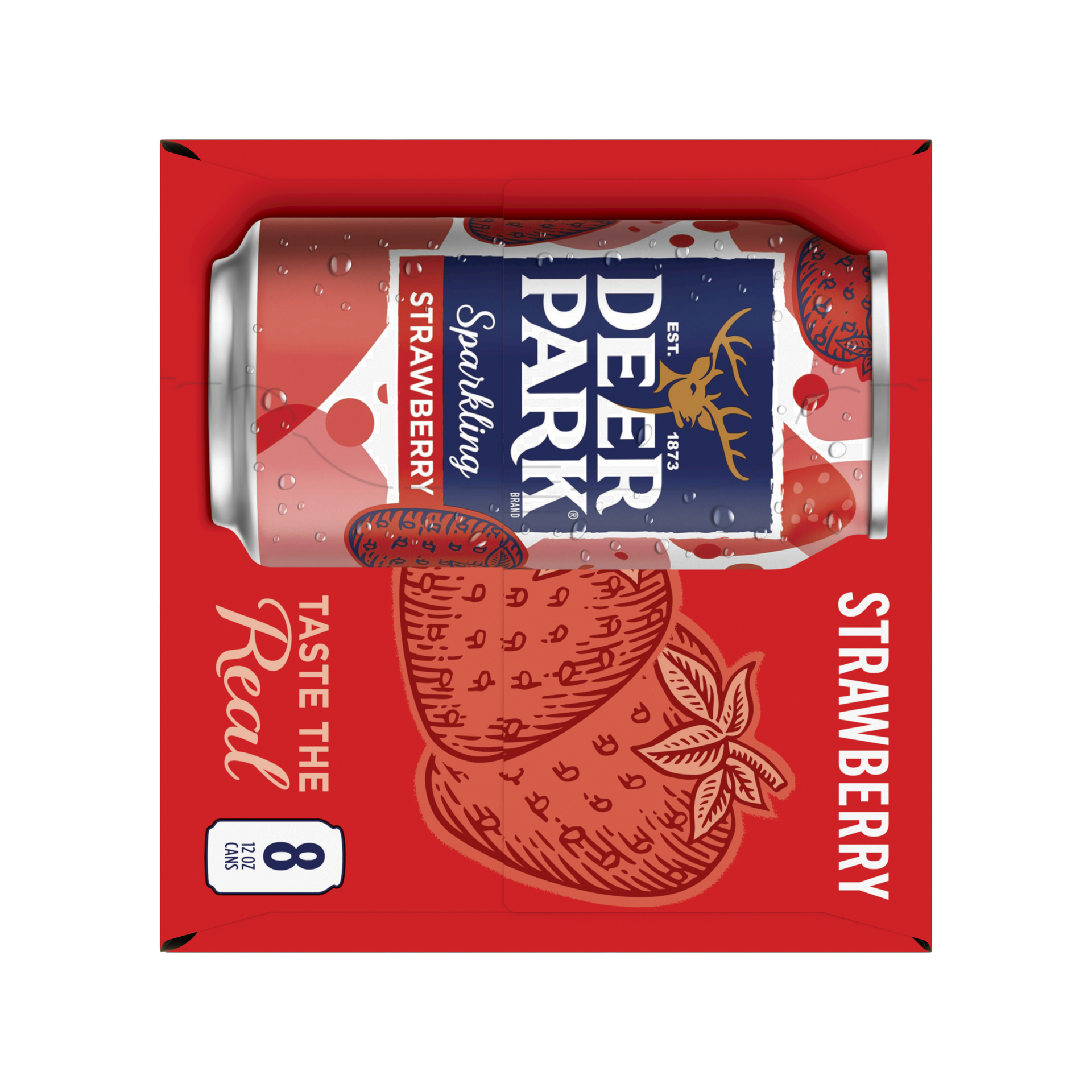 slide 3 of 5, Deer Park Sparkling Water, Strawberry, 12 oz. Cans (8 Count), 12 oz