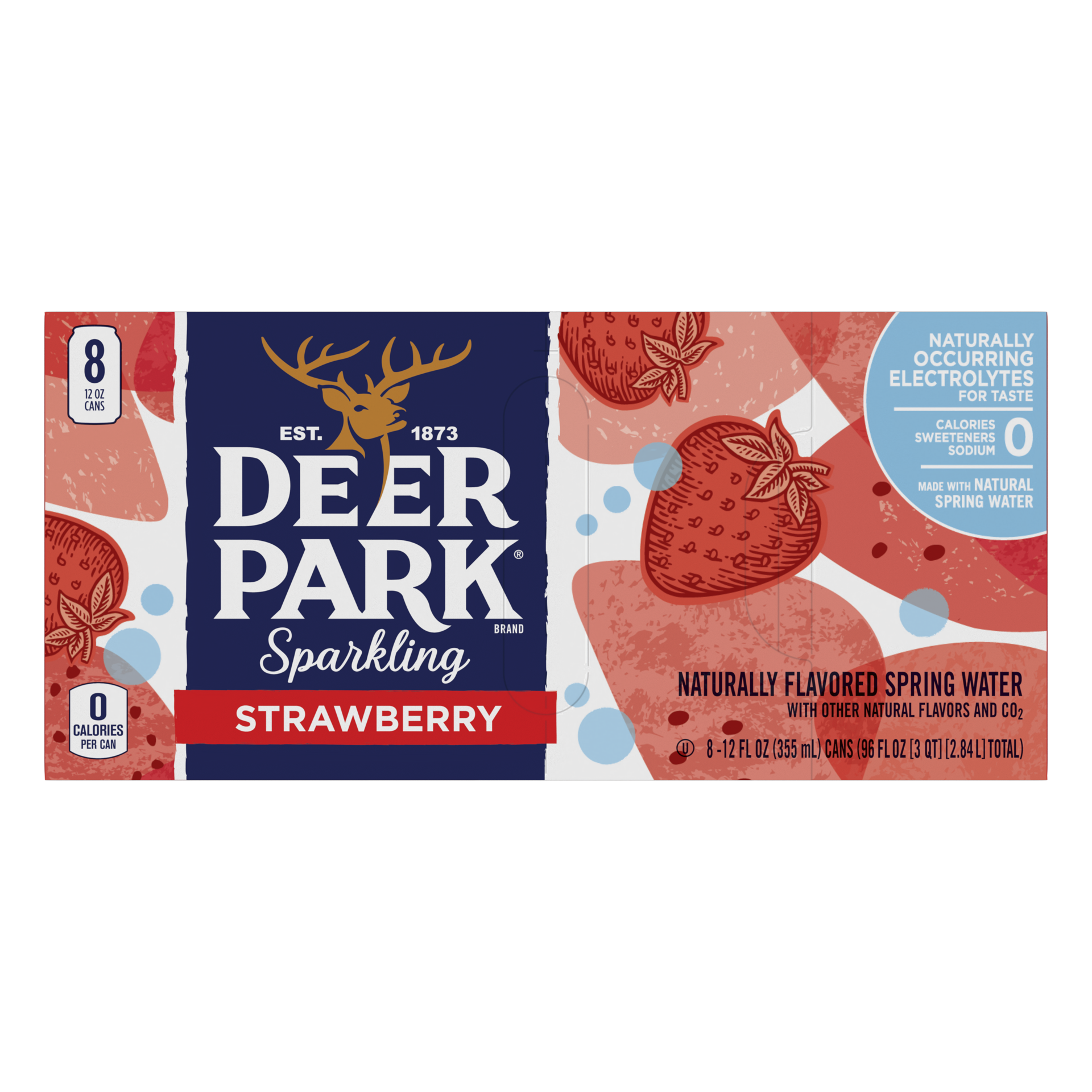 slide 4 of 5, Deer Park Sparkling Water, Strawberry, 12 oz. Cans (8 Count), 12 oz